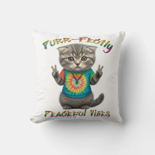 Almofada Vibrações Pacíficas de Gatinho Boho Hippie
