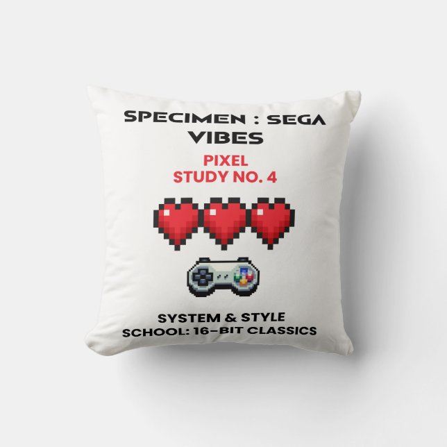 Almofada Vibrações Retrô de Sega Estudo de Pixel Nº 4 (Frente)