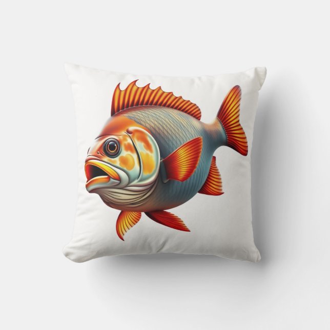 Almofada Vibrant 3D Rendering of a Fish (Frente)