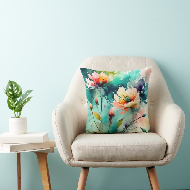 Almofada Vibrant Abstract Floral Pillow (Cadeira)