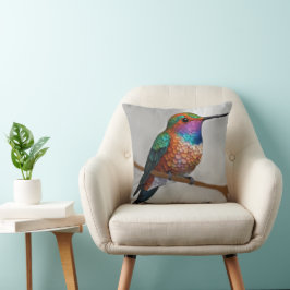 Almofada Vibrant Allen’s Hummingbird Painting
