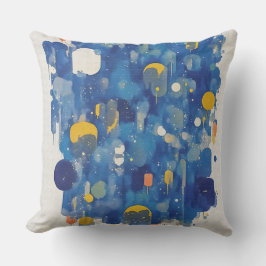 Almofada Vibrant Blue Gold Abstract Geometric Drip