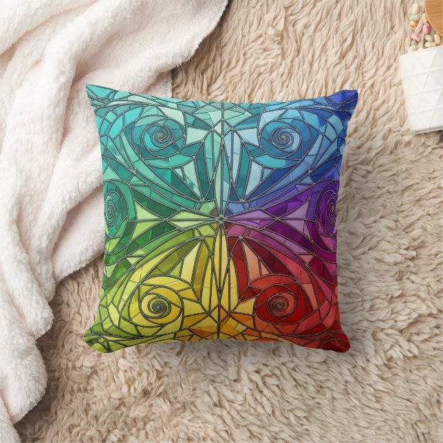 Almofada Vibrant Colorful Mosaic Pillow – Geometric Pattern (Cobertor)