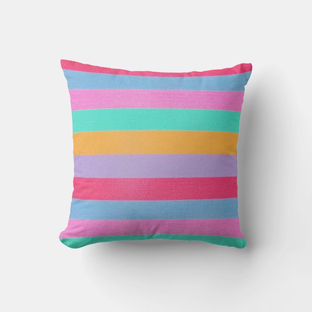 Almofada Vibrant Colorful Retro Stripes (Frente)