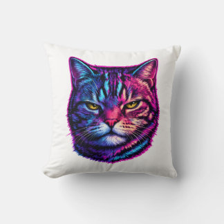 Almofada Vibrant & Cool Animal Decor Psychedelic Cat