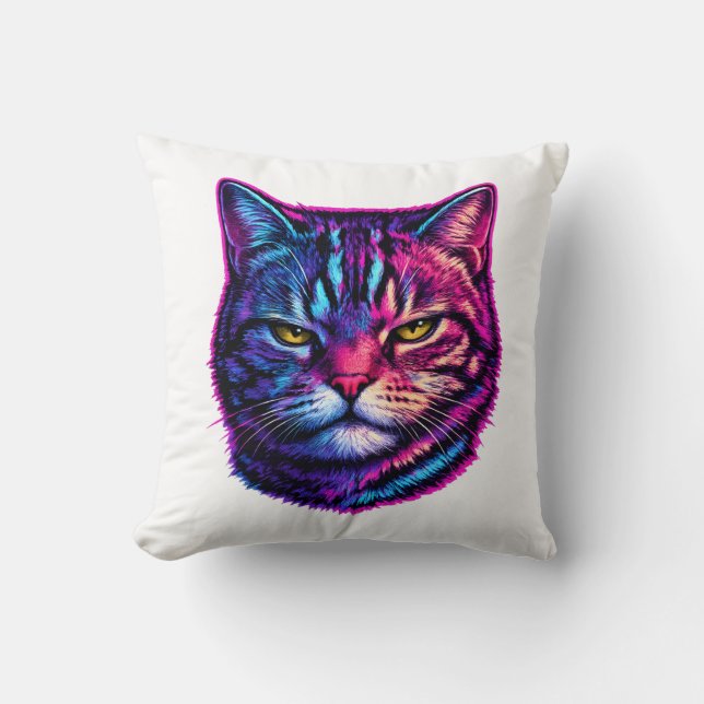Almofada  Vibrant & Cool Animal Decor Psychedelic Cat (Frente)