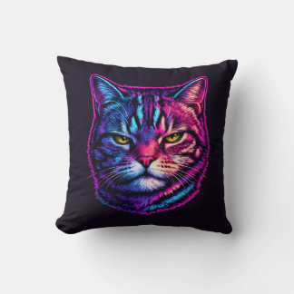 Almofada  Vibrant & Cool Animal Decor Psychedelic Cat