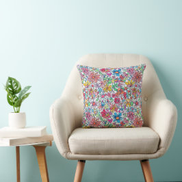 Almofada Vibrant Floral Doodle Pattern