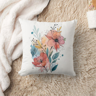 Almofada Vibrant Floral Watercolor Design