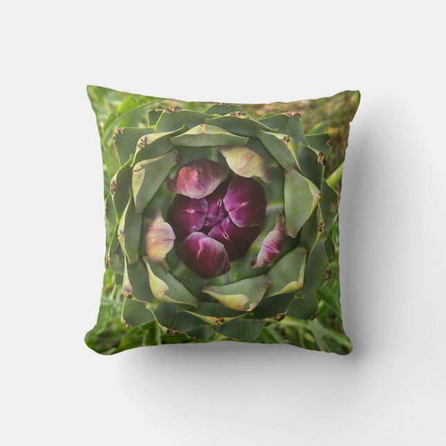 Almofada Vibrant Green and Purple Tuscan Artichoke (Frente)