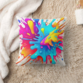 Almofada Vibrant Neon Paint Splash Art