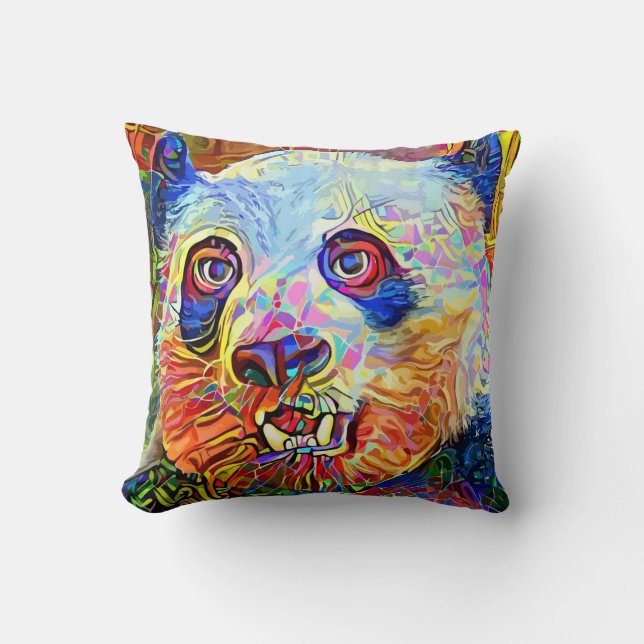 Almofada Vibrant Panda Portrait (Frente)