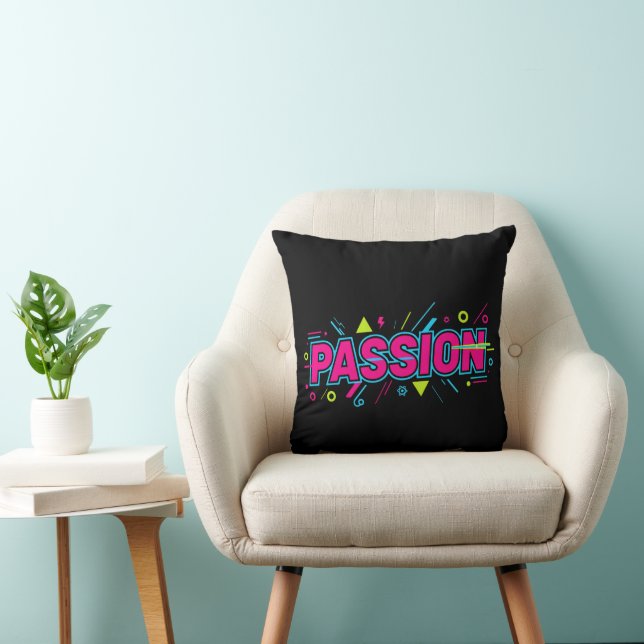 Almofada Vibrant Passion Typography - Retro 90s Pop Art Aes (Cadeira)