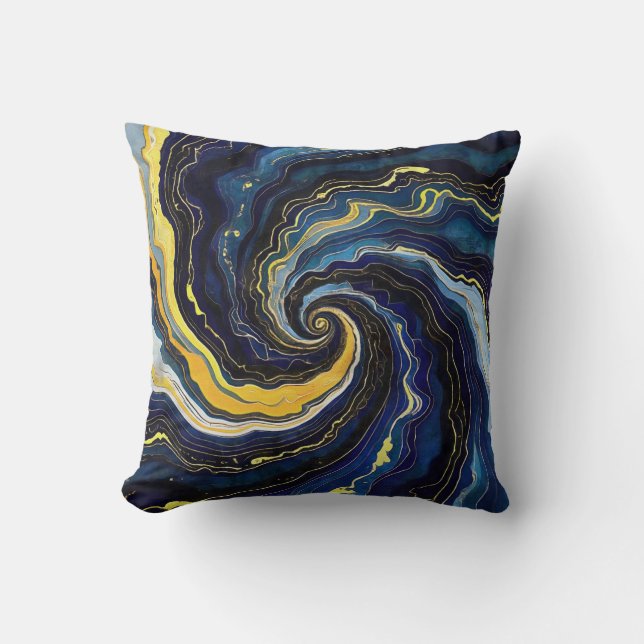 Almofada Vibrant Swirls of Blue and Gold 2 (Frente)