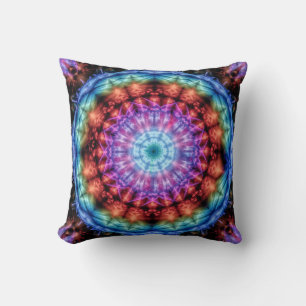 Almofada Vibrant Tie Dye Kaleidoscope Rainbow Mandala