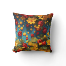 Vibrante Design de Padrão Floral Amarelo e Vermelh