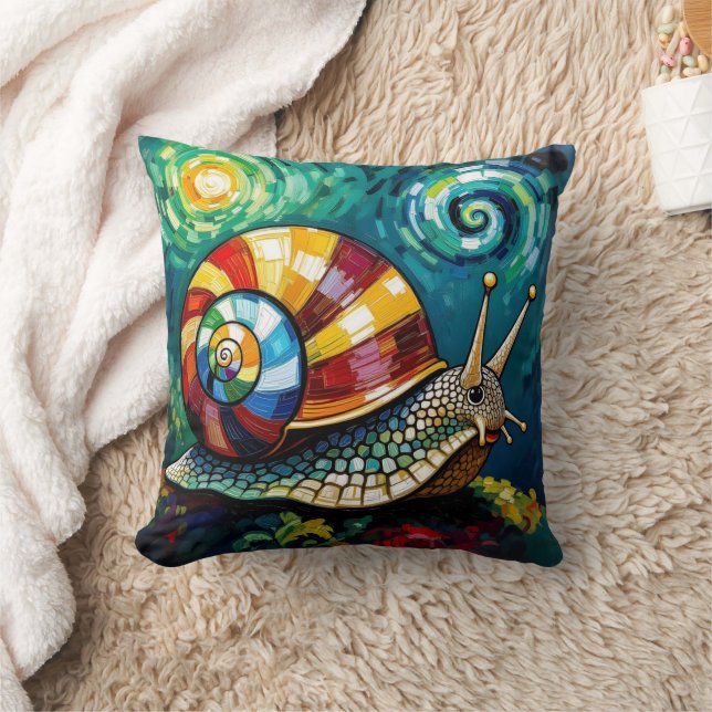 Almofada Vibrantly Colorful Impasto Whimsical Snail (Cobertor)