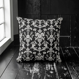 Almofada Victorian Black and White Damask Pattern