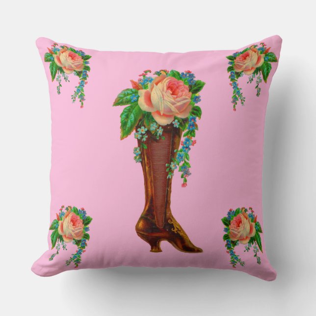 Almofada Victorian boot holding flowers (Frente)