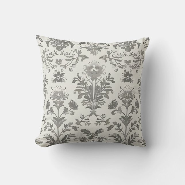 Almofada Victorian Damask Floral White Vintage (Frente)