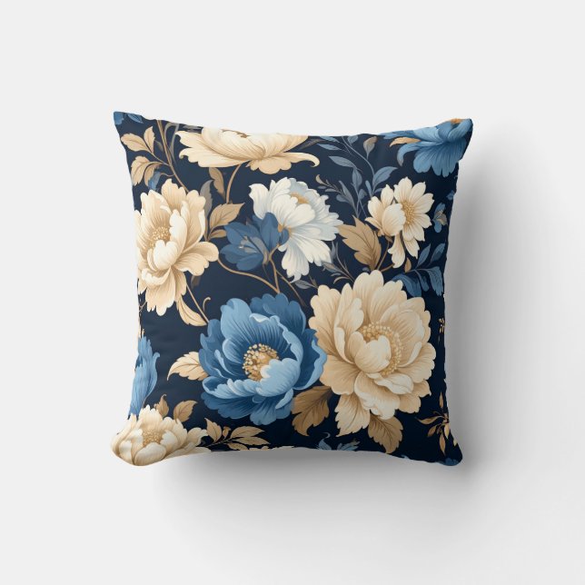 Almofada Victorian flowers Blue (Frente)