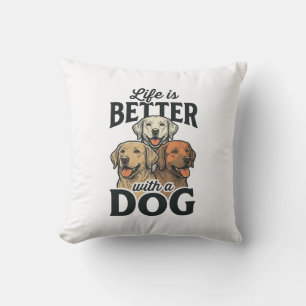 Almofada Vida Antiga É Melhor Com um Cão Desenho Vetorial_1