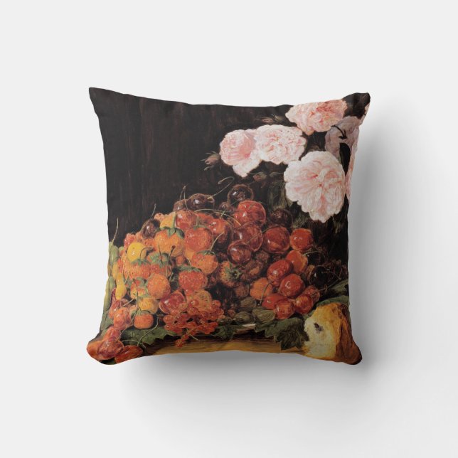 Almofada Vida Contínua com Rosas, Morangos e Pão (Frente)