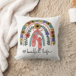 Almofada Vida de Ballet Slippers Floral Arco-íris Bailarino