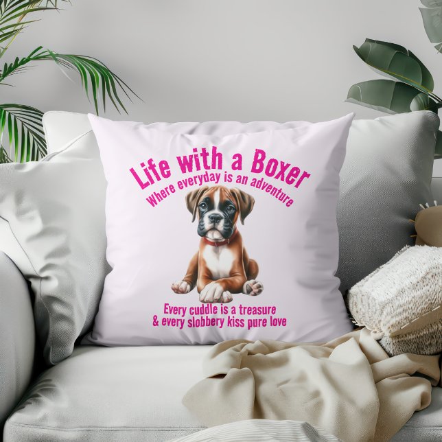 Almofada Vida de Cachorro Boxer Cheia de Aventuras (Criador carregado)