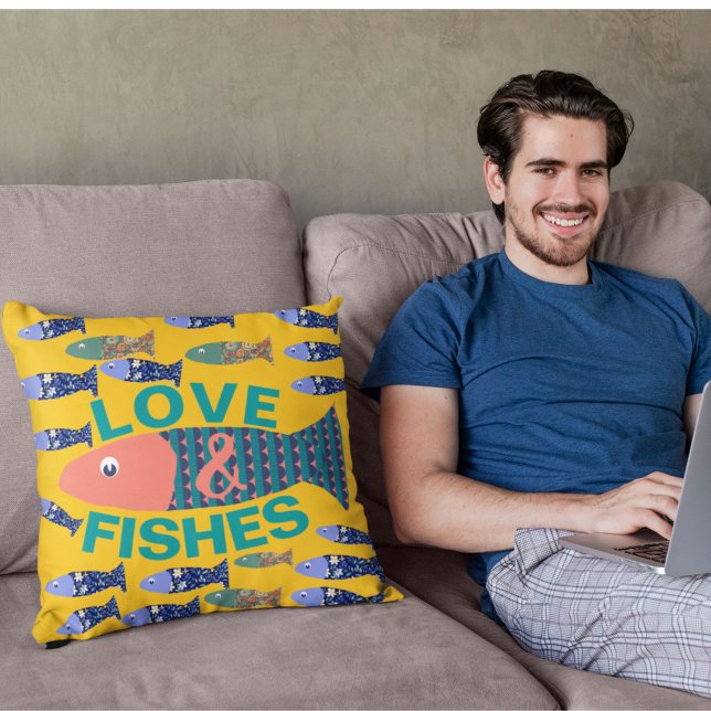 Almofada Vida oceânica, casa de praia, amante de peixes (Criador carregado)
