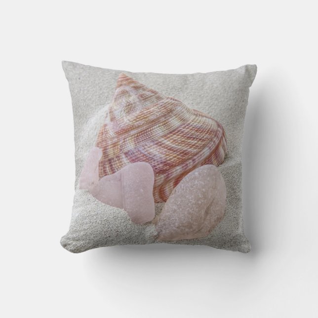 Almofada Vidro e concha cor-de-rosa - travesseiro (Frente)