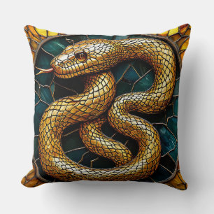 Almofada Vidro manchado de cobra dourada