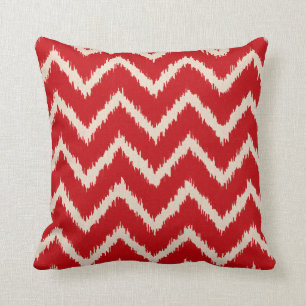 Almofada Vigas de Ikat - vermelho e tan chineses