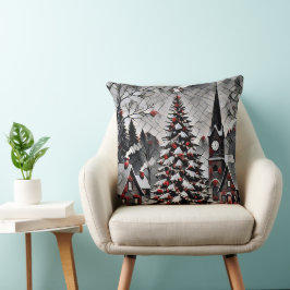 Almofada Vila Romântica de Natal Arte de Férias