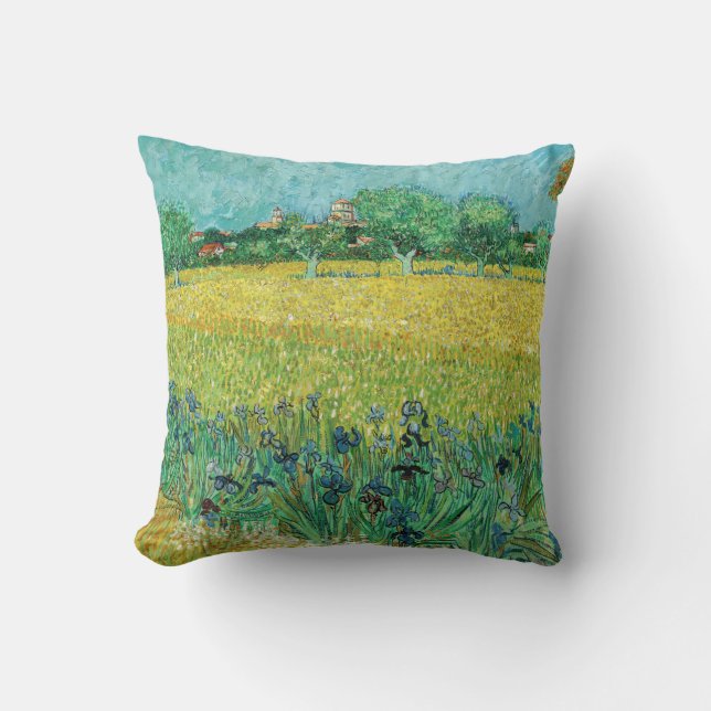 Almofada Vincent van Gogh - Campo com Íris perto de Arles (Frente)