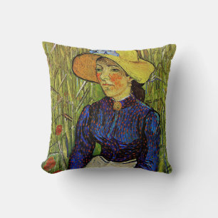 Almofada Vincent van Gogh - Garota camponesa com chapéu de