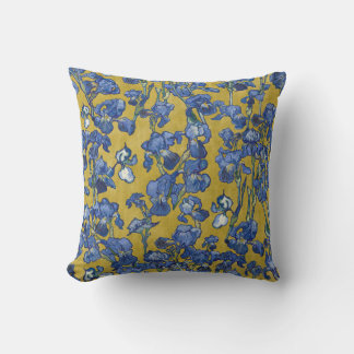 Almofada Vincent Van Gogh Irises Cobalt Blue Mustard Yellow