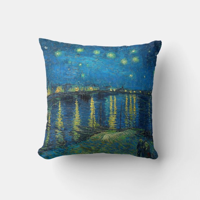 Almofada Vincent Van Gogh Noite Estrelada Sobre o Ródano (Frente)