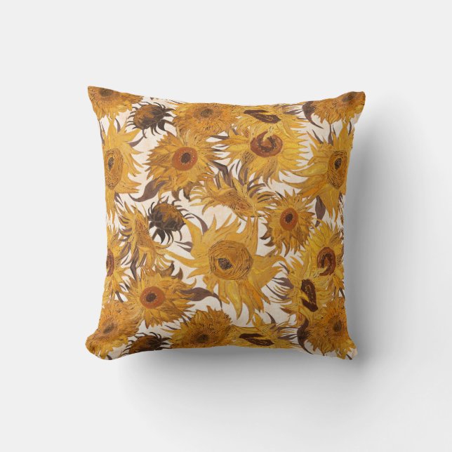 Almofada Vincent Van Gogh Sunflowers Cream Yellow Brown (Frente)