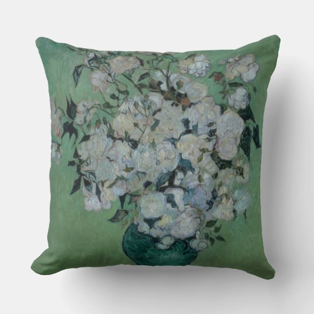 Almofada Vincent van Gogh | um vaso dos rosas, 1890 (Frente)