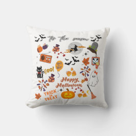 Almofada Vinhetas de Halloween bonitas e assustadoras