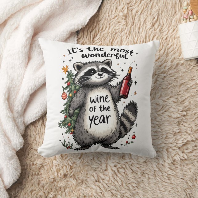 Almofada Vinho Maravilhoso do Ano Raccoon (Cobertor)