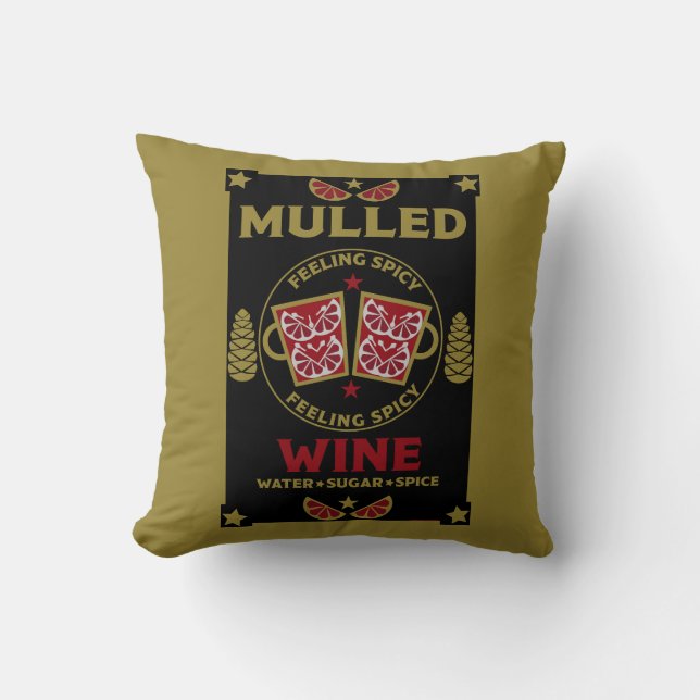 Almofada Vinho tinto enrolado de Natal (Frente)