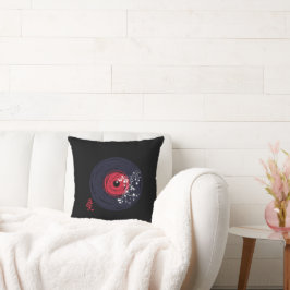 Almofada Vinil Record Retro Grunge Com Sakura Blossomo