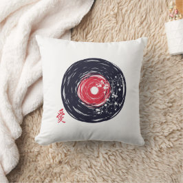 Almofada Vinil Record Retro Grunge Com Sakura Blossomo