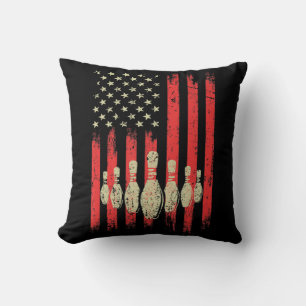 Almofada Vintage American Flag Boliches Pins Patriotic Bowl