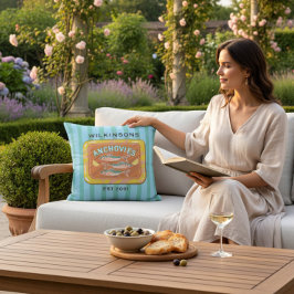 Almofada Vintage Anchovies Brand Retro Blue Stripes