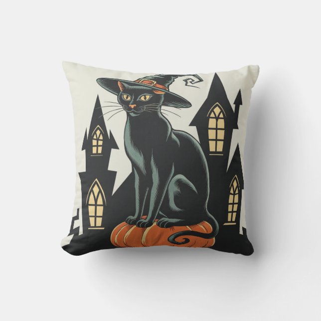 Almofada Vintage Art Deco Black Cat 2024 (Frente)