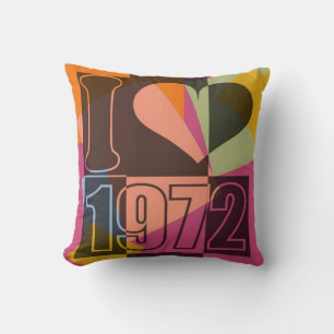 Almofada Vintage Art - I love (Heart) 1972 - Travesseiro