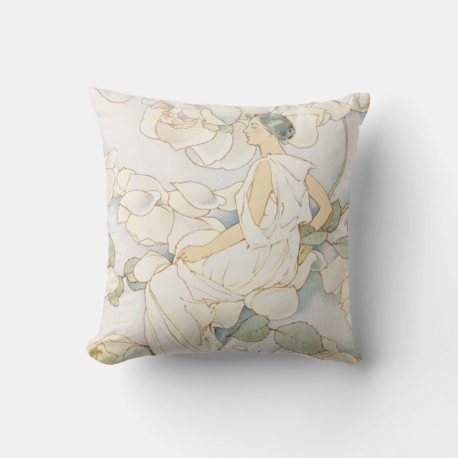 Almofada Vintage Art Nouveau Elegante Lady (Frente)